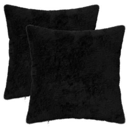 Cushion Cover 2 pcs HEERLEN Black 35 x 35 cm Faux Rabbit Fur