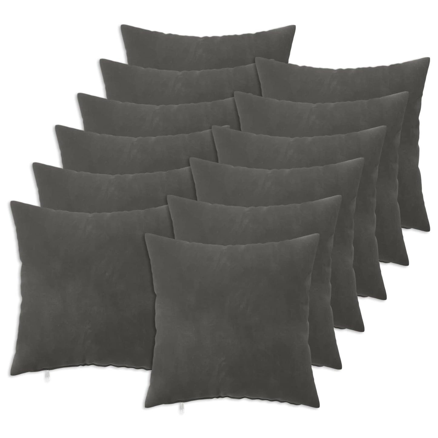 Cushion Cover 12 pcs HEERLEN Dark Grey 40 x 40 cm Velvet