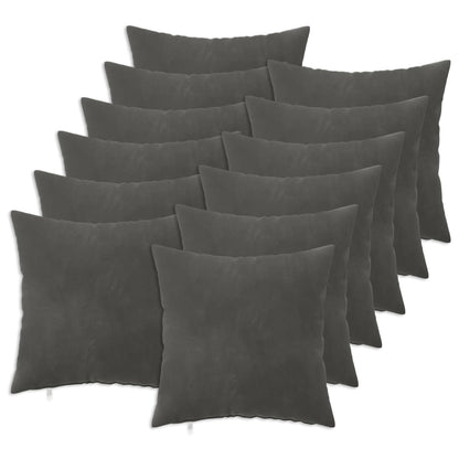 Cushion Cover 12 pcs HEERLEN Dark Grey 40 x 40 cm Velvet