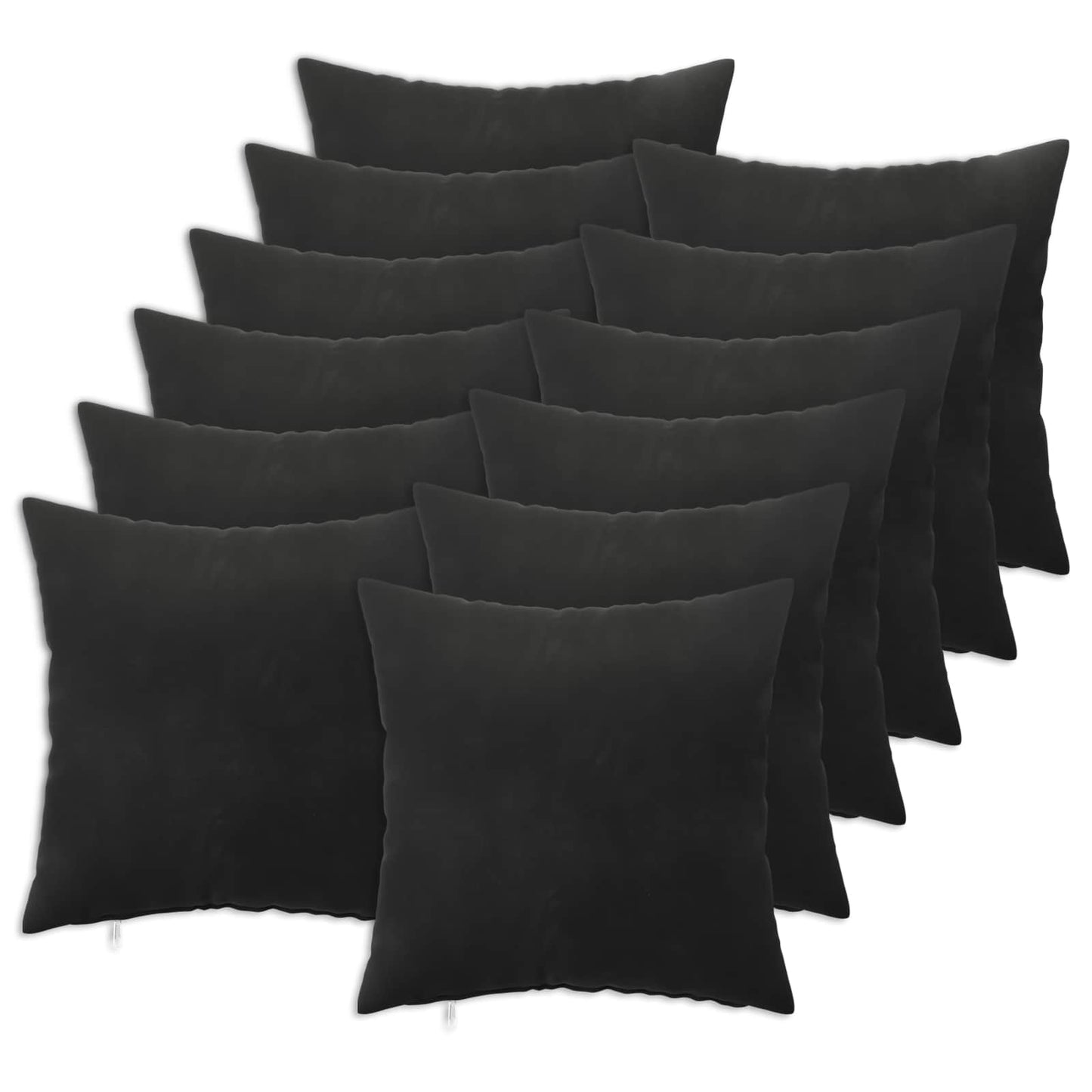 Cushion Cover 12 pcs HEERLEN Black 40 x 40 cm Velvet