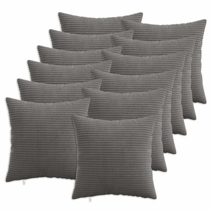 Cushion Cover 12 pcs HEERLEN Dark Grey 40 x 40 cm Corduroy