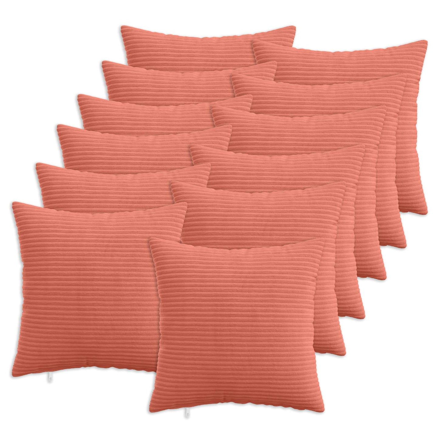 Cushion Cover 12 pcs HEERLEN Red Orange 40 x 40 cm Corduroy