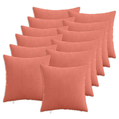 Cushion Cover 12 pcs HEERLEN Red Orange 40 x 40 cm Corduroy