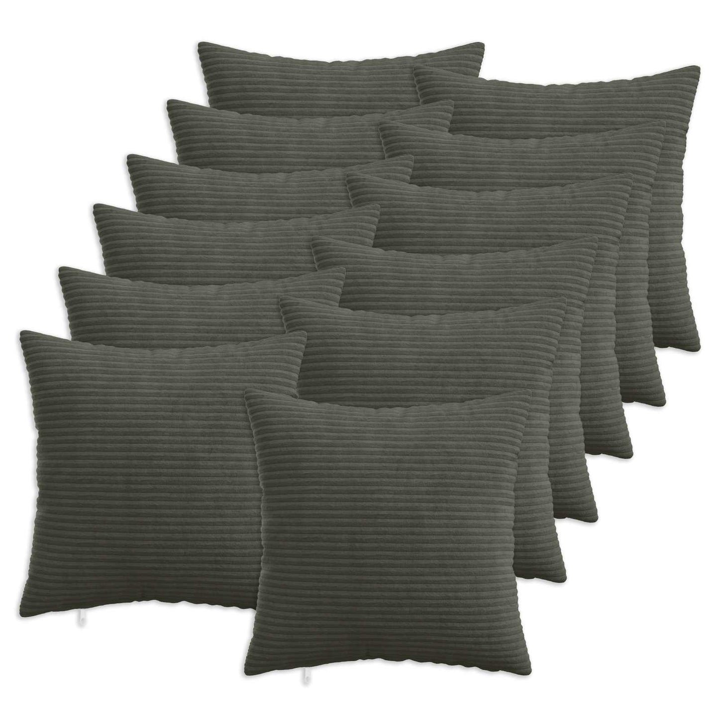 Cushion Cover 12 pcs HEERLEN Anthracite 40 x 40 cm Corduroy
