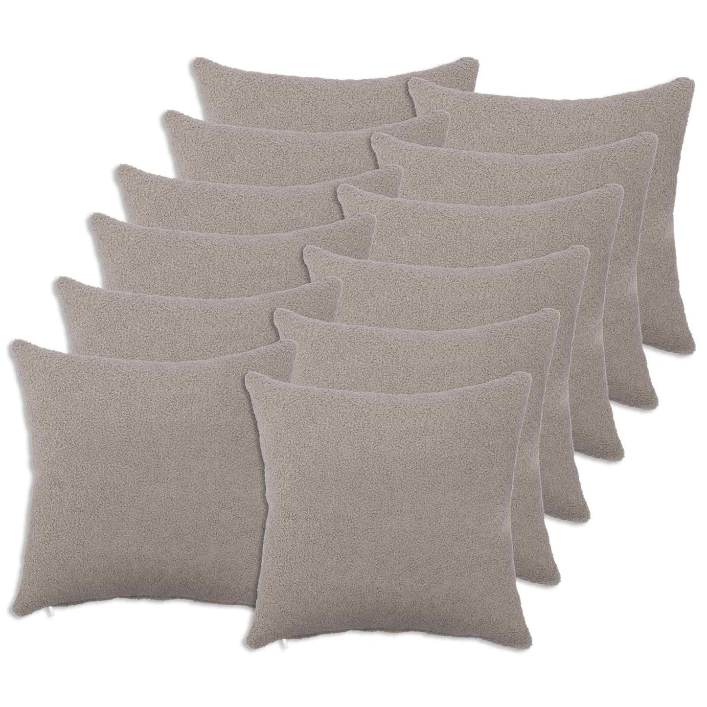Cushion Cover 12 pcs HEERLEN Light Grey 40 x 40 cm Bouclé