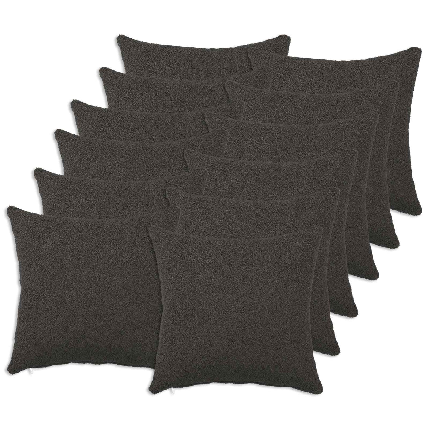 Cushion Cover 12 pcs HEERLEN Dark Grey 40 x 40 cm Bouclé