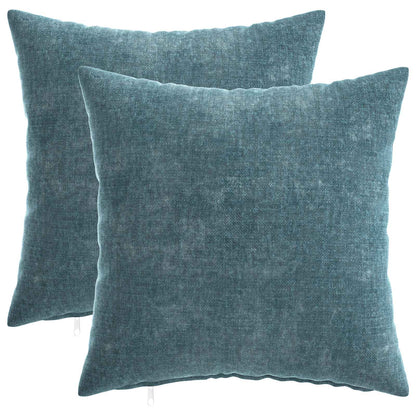 Cushion Cover 2 pcs HEERLEN Blue 40 x 40 cm Chenille Fabric