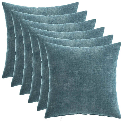 Cushion Cover 6 pcs HEERLEN Blue 40 x 40 cm Chenille Fabric