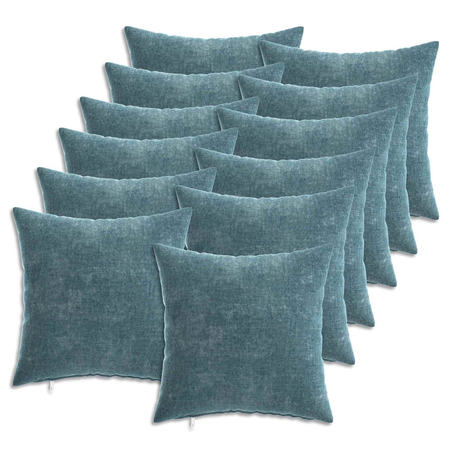 Cushion Cover 12 pcs HEERLEN Blue 40 x 40 cm Chenille Fabric