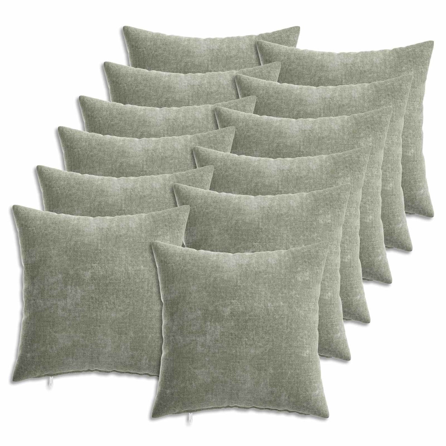 Cushion Cover 12 pcs HEERLEN Green 40 x 40 cm Chenille Fabric