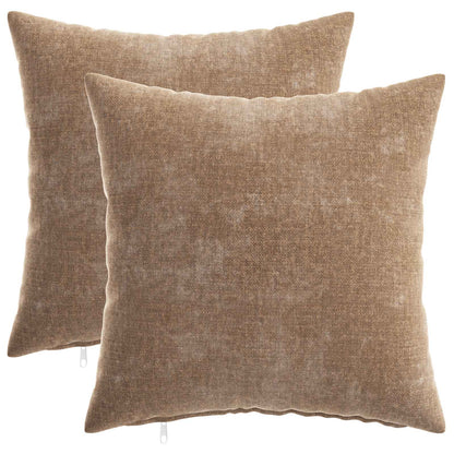 Cushion Cover 2 pcs HEERLEN Brown 40 x 40 cm Chenille Fabric