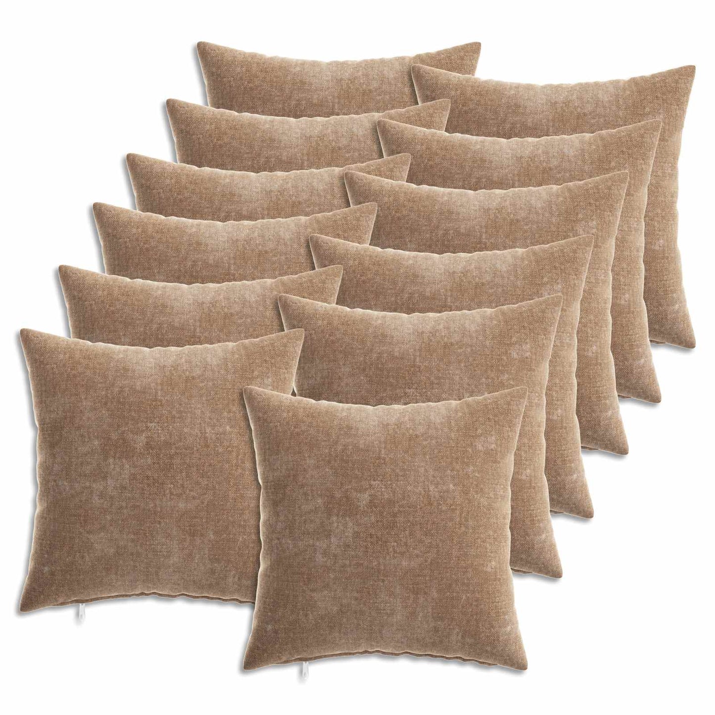 Cushion Cover 12 pcs HEERLEN Brown 40 x 40 cm Chenille Fabric