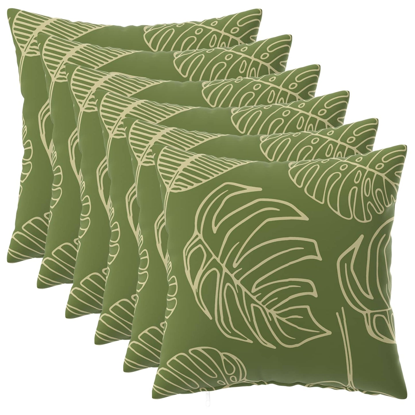 Cushion Cover 6 pcs HEERLEN Leaf Design 40 x 40 cm Polyester