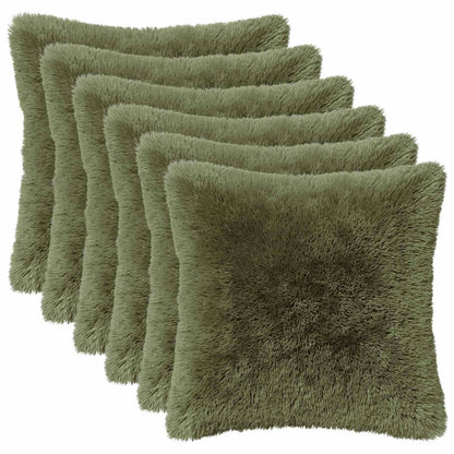 Cushion Cover 6 pcs HEERLEN Green 40 x 40 cm PV Fleece