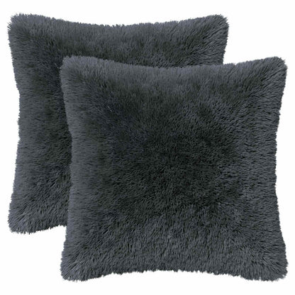 Cushion Cover 2 pcs HEERLEN Anthracite 40 x 40 cm PV Fleece