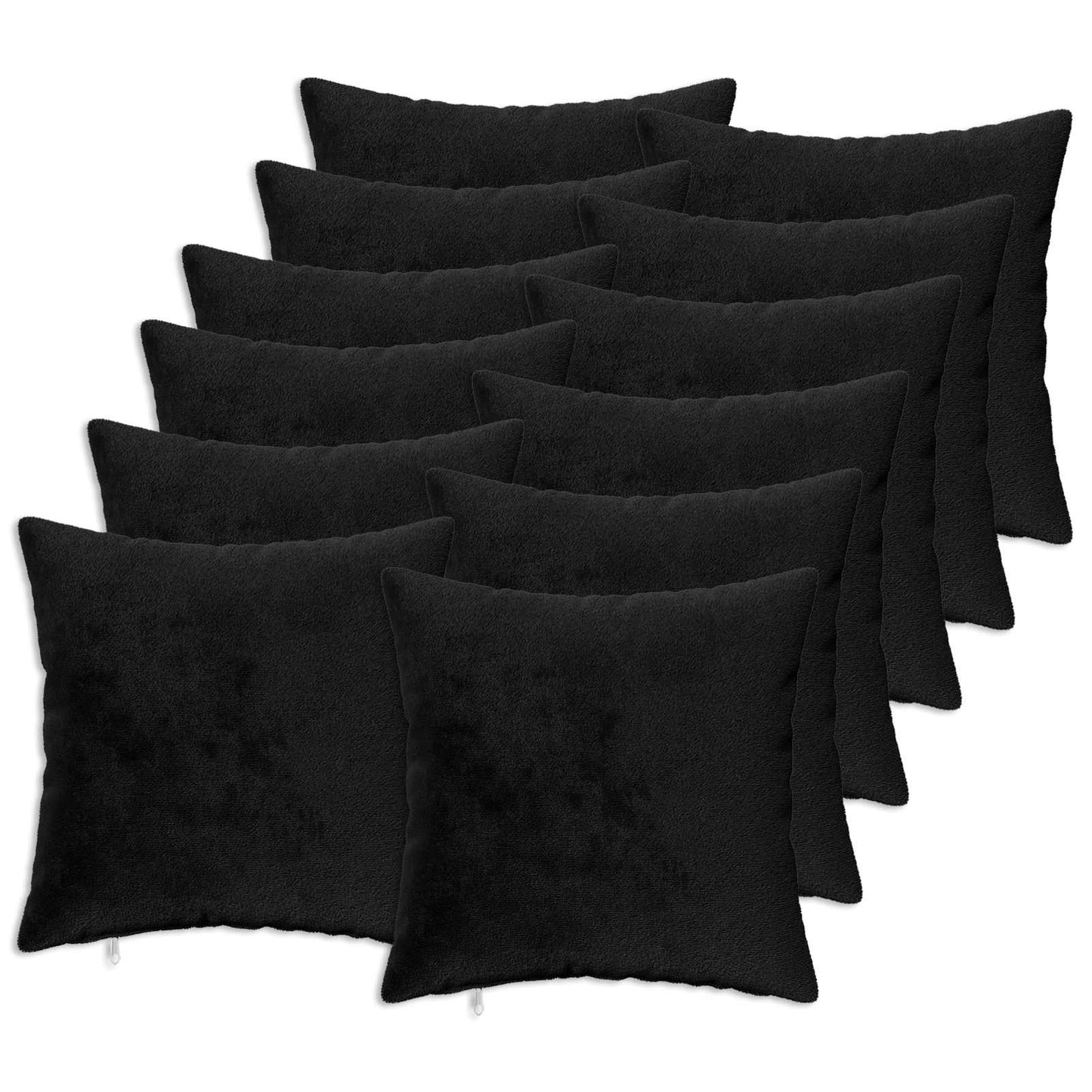 Cushion Cover 12 pcs HEERLEN Black 40 x 40 cm Flannel