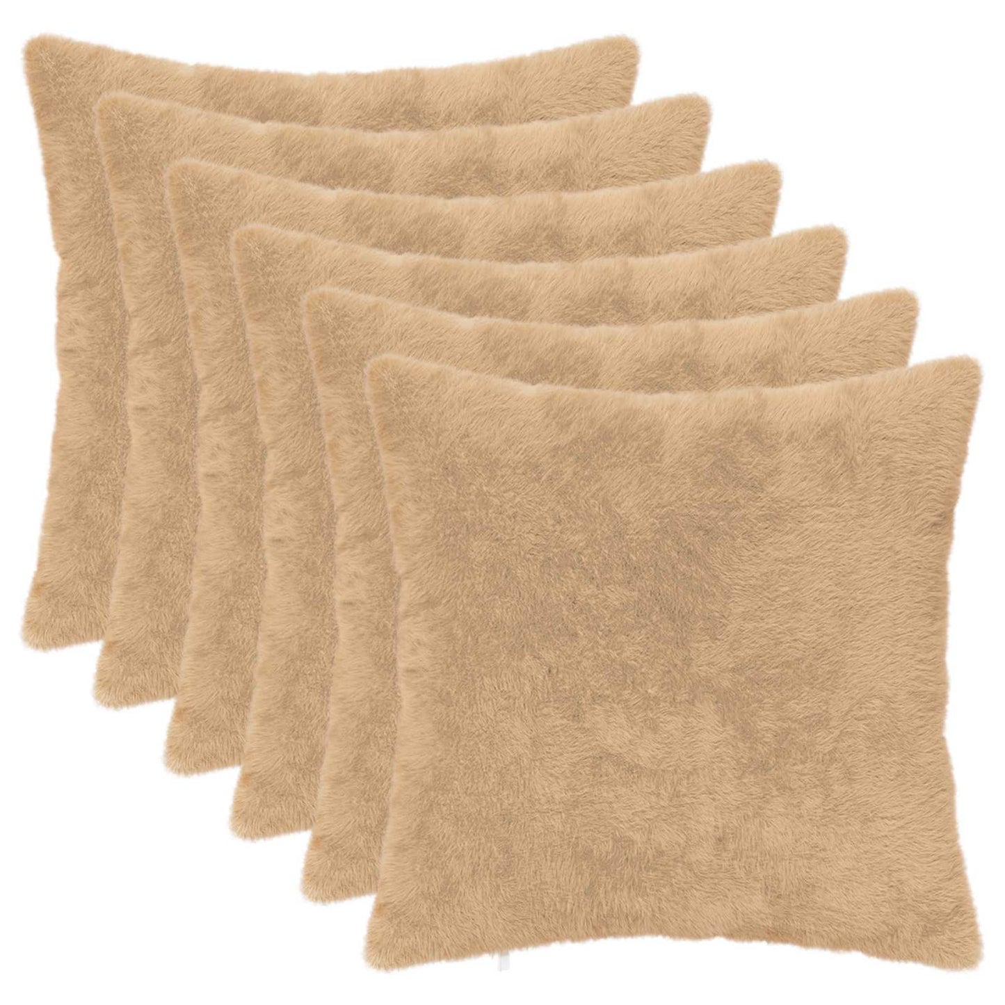 Cushion Cover 6 pcs HEERLEN Cream 40 x 40 cm Faux Rabbit Fur
