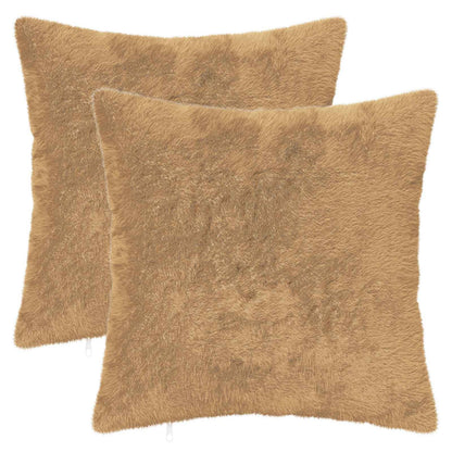 Cushion Cover 2 pcs HEERLEN Taupe 40 x 40 cm Faux Rabbit Fur