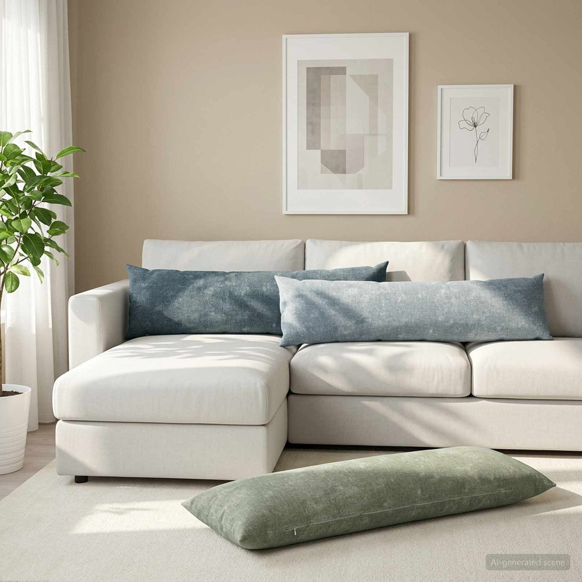 Cushion with Pillow HEERLEN 2 pcs Light Blue Chenille Fabric