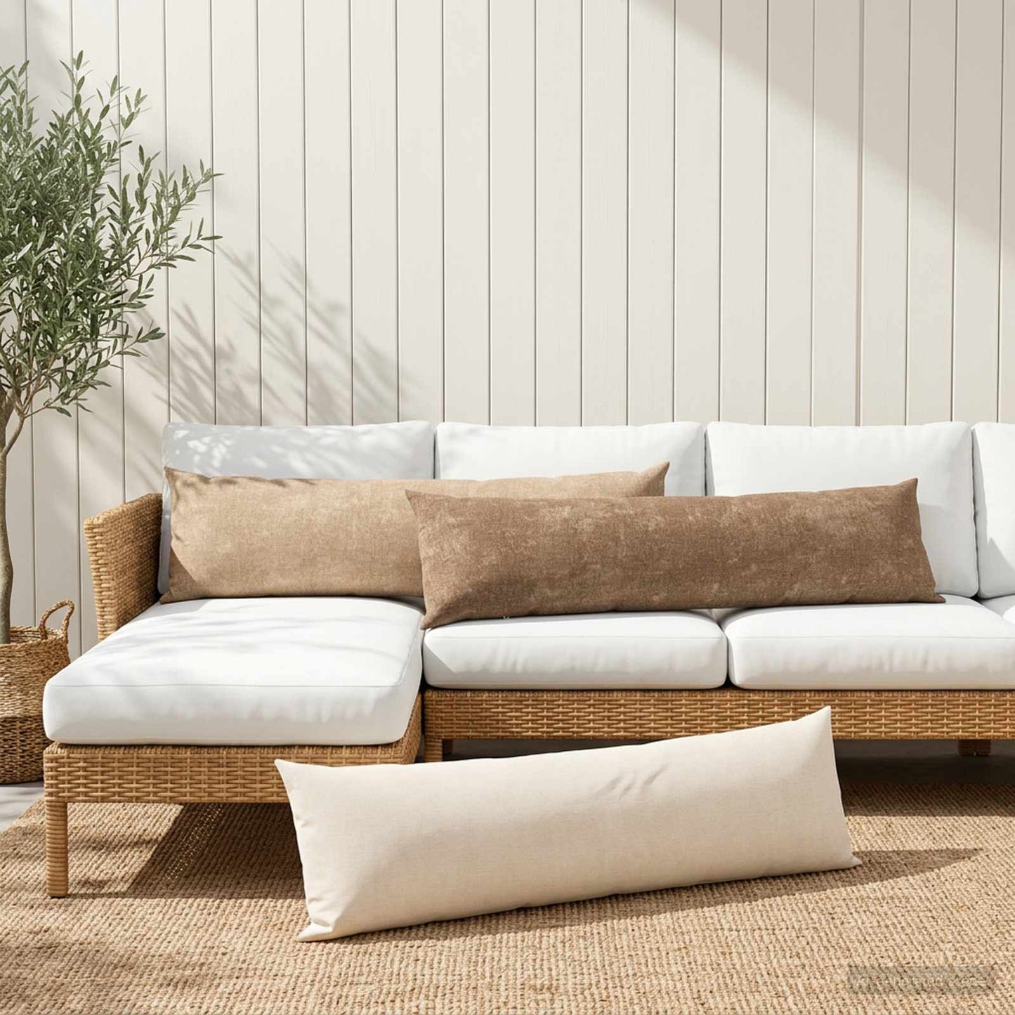 Cushion Cover 2 pcs HEERLEN Brown 40 x 145 cm Chenille Fabric
