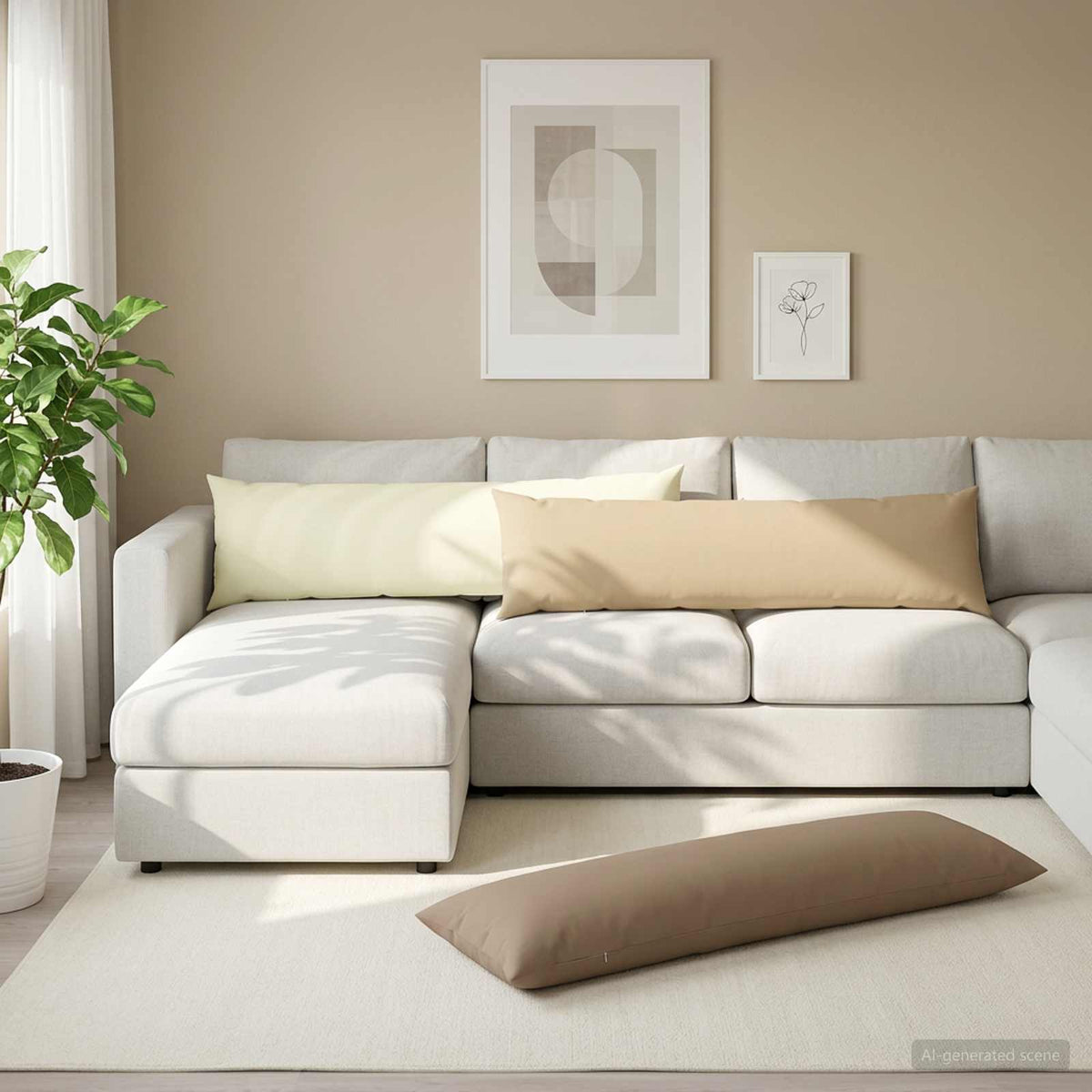 Cushion with Pillow HEERLEN 2 pcs Cream Polyester