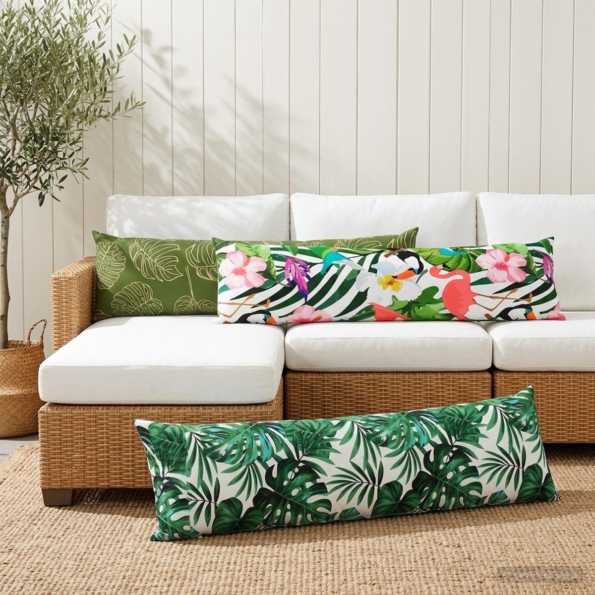 Throw Pillow 2 pcs HEERLEN Leaf Design 40 x 145 cm Polyester