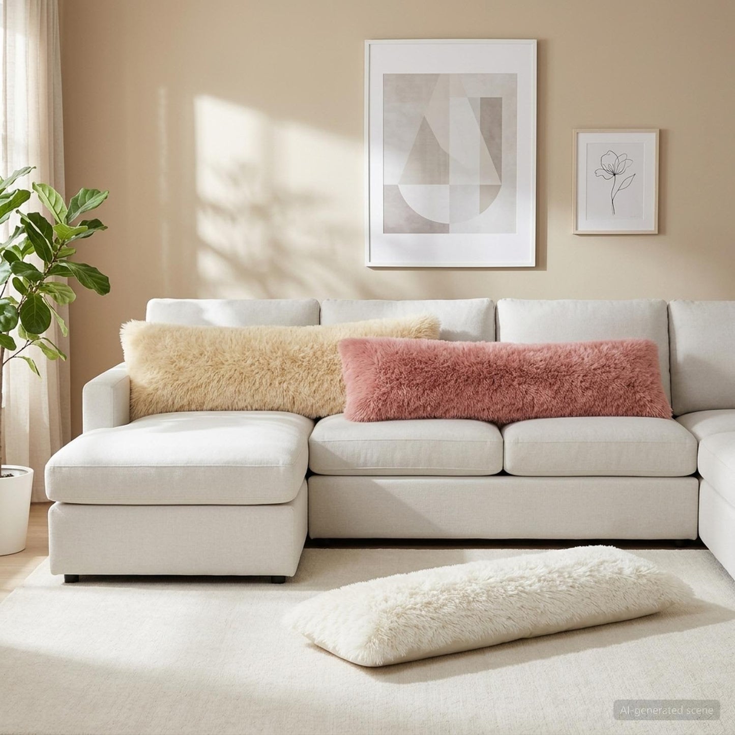 Cushion Cover 2 pcs HEERLEN Cream 40 x 145 cm PV Fleece