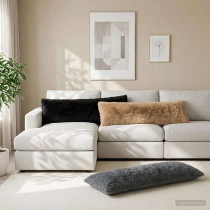 Cushion Cover 2 pcs HEERLEN Anthracite 40 x 145 cm PV Fleece