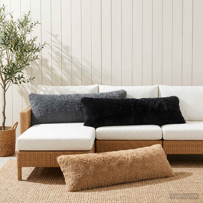 Cushion Cover 2 pcs HEERLEN Black 40 x 145 cm PV Fleece