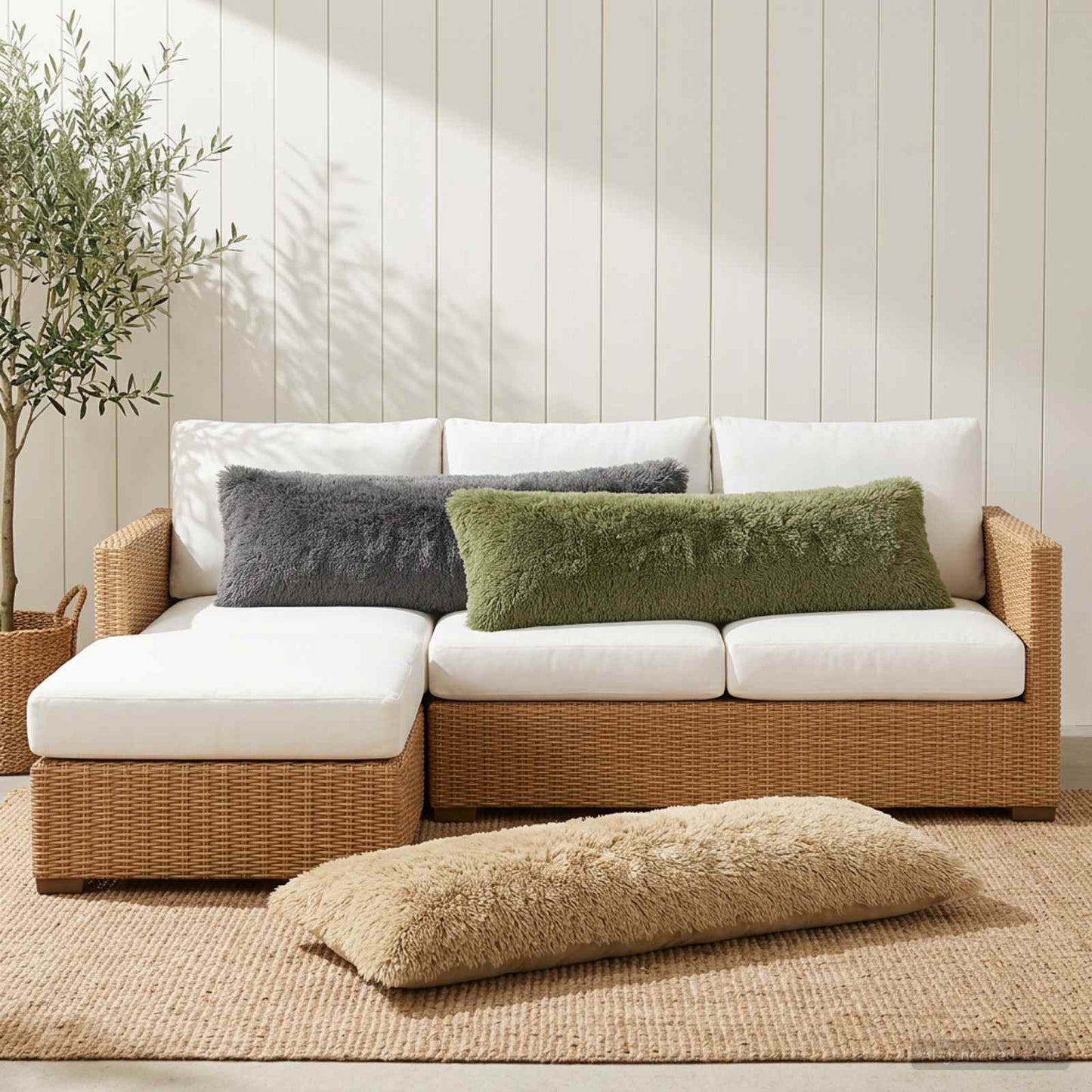 Cushion Cover HEERLEN Green 40 x 145 cm PV Fleece