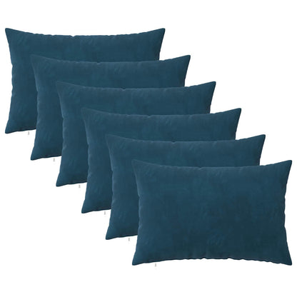 Cushion Cover 6 pcs HEERLEN Blue 40 x 60 cm Velvet