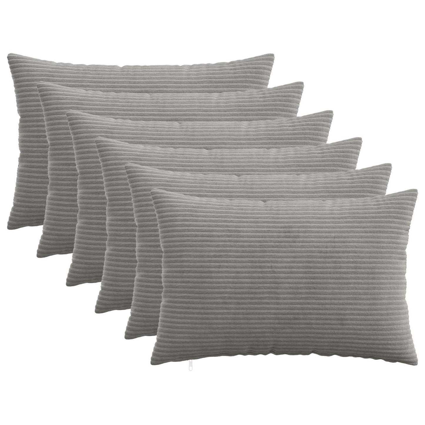 Cushion Cover 6 pcs HEERLEN Light Grey 40 x 60 cm Corduroy