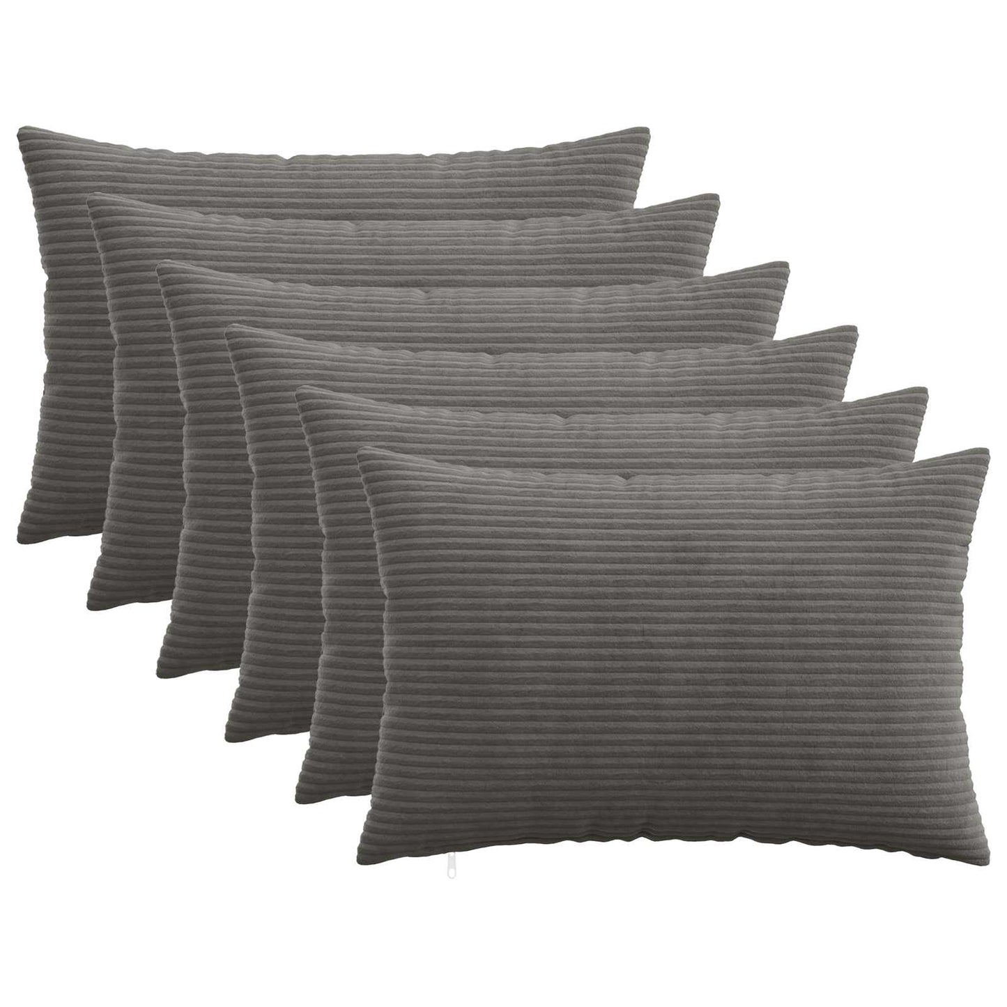 Cushion Cover 6 pcs HEERLEN Dark Grey 40 x 60 cm Corduroy