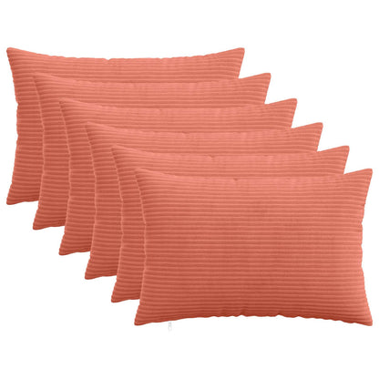 Cushion Cover 6 pcs HEERLEN Red Orange 40 x 60 cm Corduroy