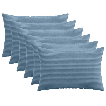 Cushion Cover 6 pcs HEERLEN Blue 40 x 60 cm Corduroy