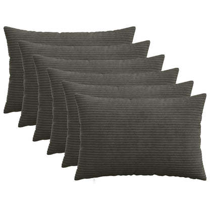 Cushion Cover 6 pcs HEERLEN Anthracite 40 x 60 cm Corduroy