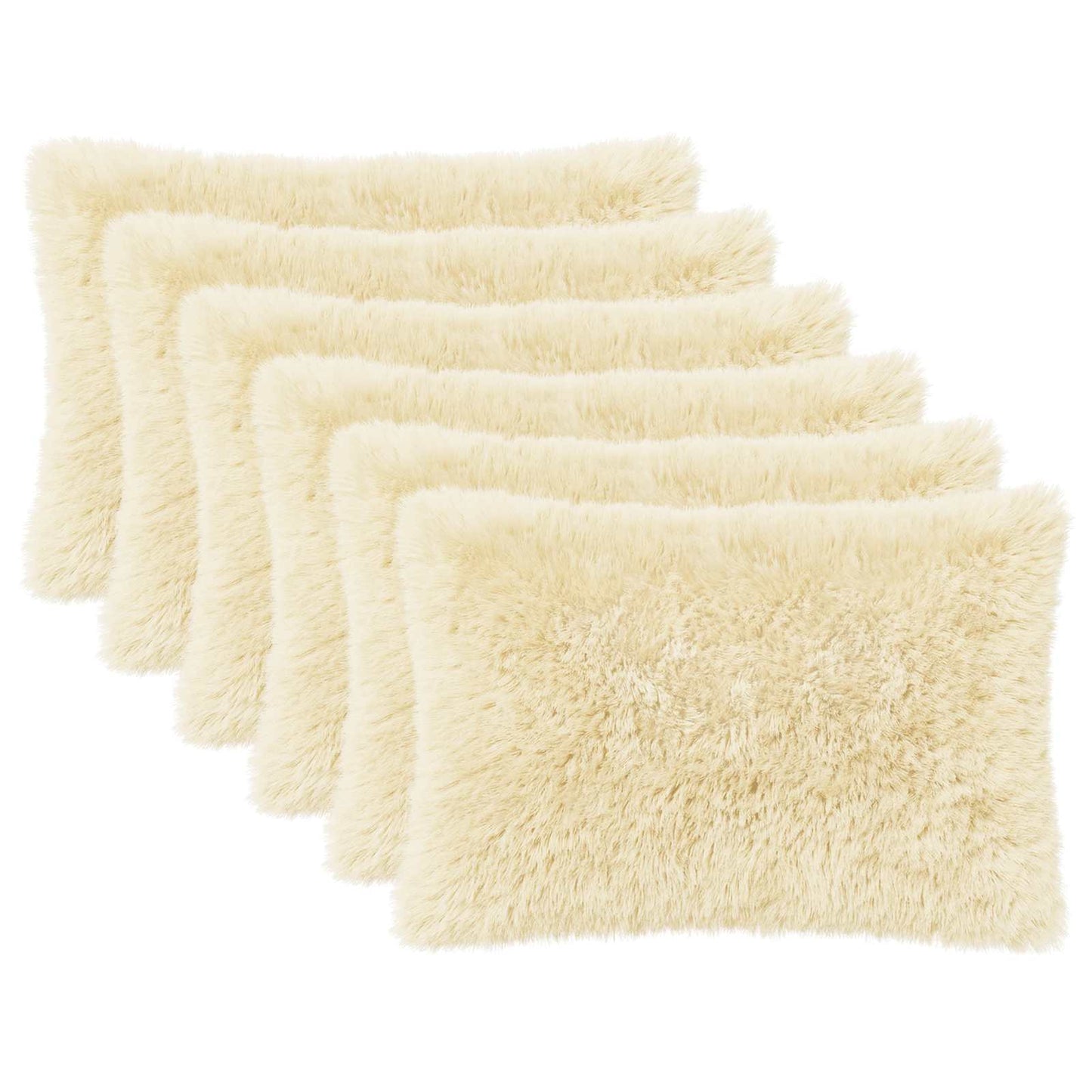 Cushion Cover 6 pcs HEERLEN Cream 40 x 60 cm PV Fleece