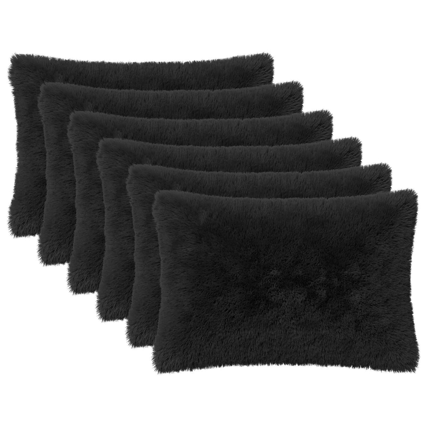 Cushion Cover 6 pcs HEERLEN Black 40 x 60 cm PV Fleece