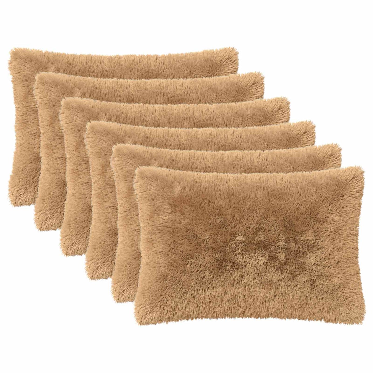 Cushion Cover 6 pcs HEERLEN Taupe 40 x 60 cm PV Fleece