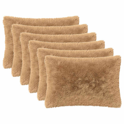 Cushion Cover 6 pcs HEERLEN Taupe 40 x 60 cm PV Fleece