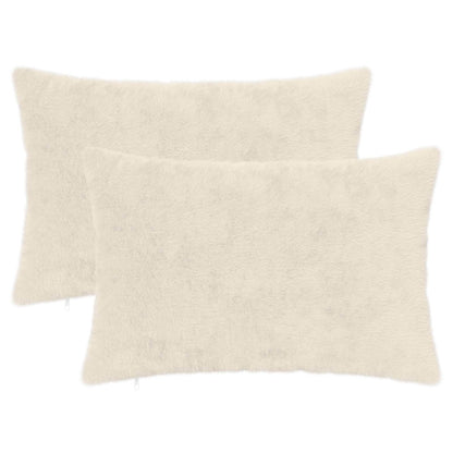 Cushion Cover 2 pcs HEERLEN White 40 x 60 cm Faux Rabbit Fur