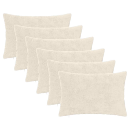 Cushion Cover 6 pcs HEERLEN White 40 x 60 cm Faux Rabbit Fur
