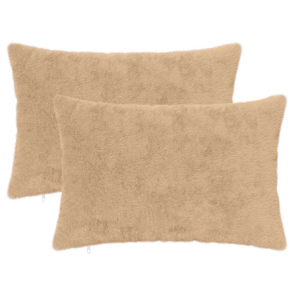 Cushion Cover 2 pcs HEERLEN Cream 40 x 60 cm Faux Rabbit Fur