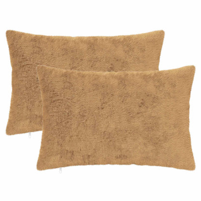 Cushion Cover 2 pcs HEERLEN Taupe 40 x 60 cm Faux Rabbit Fur