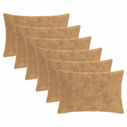 Cushion Cover 6 pcs HEERLEN Taupe 40 x 60 cm Faux Rabbit Fur