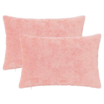 Cushion Cover 2 pcs HEERLEN Pink 40 x 60 cm Faux Rabbit Fur