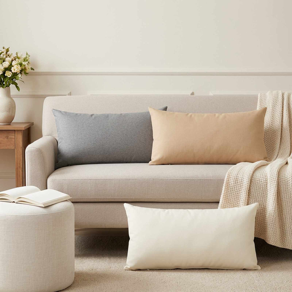 Throw Pillow 6 pcs HEERLEN Cloud Grey 40 x 70 cm Fabric