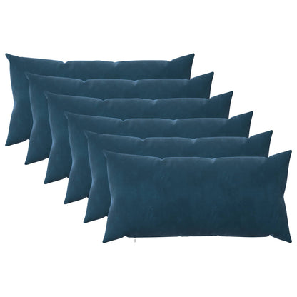 Cushion Cover 6 pcs HEERLEN Blue 40 x 70 cm Velvet
