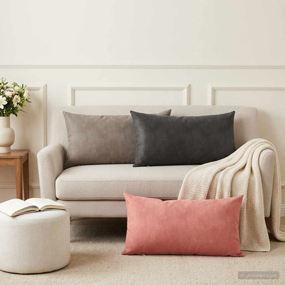 Cushion with Pillow HEERLEN 12 pcs Light Grey Velvet