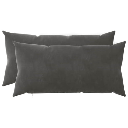 Cushion Cover 2 pcs HEERLEN Dark Grey 40 x 70 cm Velvet